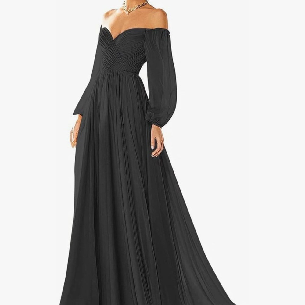 Elegant Black Off-Shoulder Evening Gown